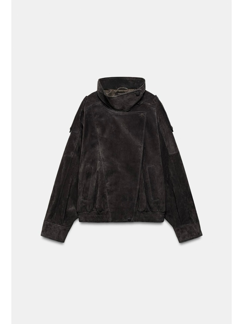 Women's Black Suede High-Collar Jacket